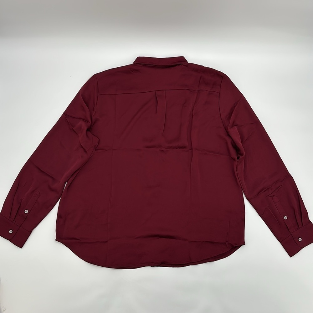J Crew Factory Drapey‎ satin button-up top in Vintage Burgundy size M NWT BV927 - Picture 6 of 12